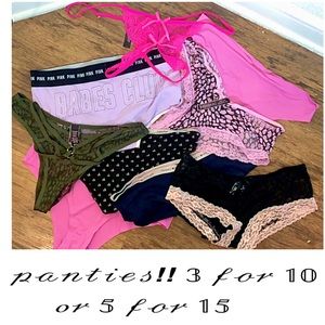 Hey ladies!! All panties 3 for 10/ 5 for 15 💋💗